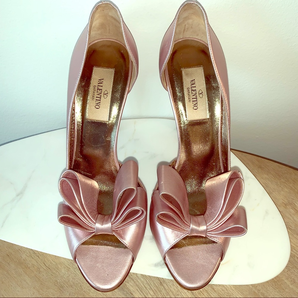 Valentino Metallic Pink Couture Bow d’orsay pump